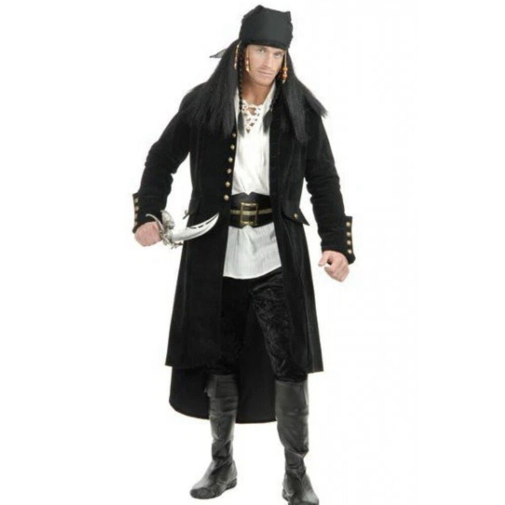 Charades Treasure Island Pirate Suede Long Coat Jacket Colonial Captain Medium